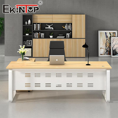 Walnut Sturdy Kayu Kantor Desk Manager Desk Designer Desk untuk Kantor