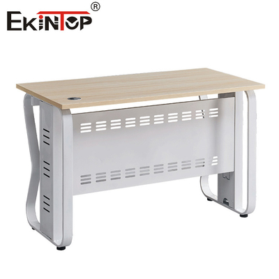 Kualitas Tinggi Gaya Klasik Kantor Meja Kerangka Logam Solid Oak Top