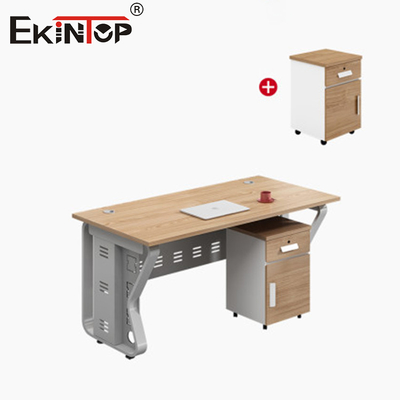 Kualitas Tinggi Gaya Klasik Kantor Meja Kerangka Logam Solid Oak Top