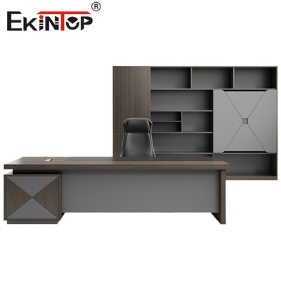 Pabrik furnitur komersial meja kantor berbentuk L khusus meja besar dengan laci