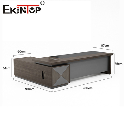 Pabrik furnitur komersial meja kantor berbentuk L khusus meja besar dengan laci