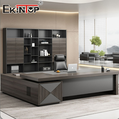 Meja Eksekutif Kayu Solid Klasik yang dapat disesuaikan Meja besar dengan laci