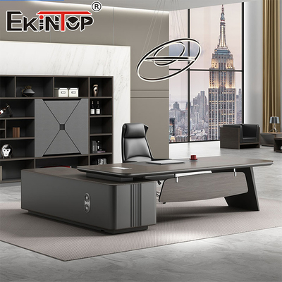 Gaya Komersial Meja Meja Kantor Brown Meja