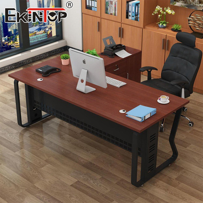 Meja Desain Kayu Klasik Meja Kantor dengan Bingkai Logam