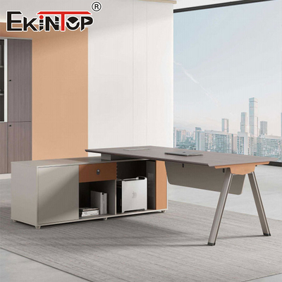 Meja Eksekutif Gaya Modern berbentuk L dari Furniture Factory Meja Kayu Akacia
