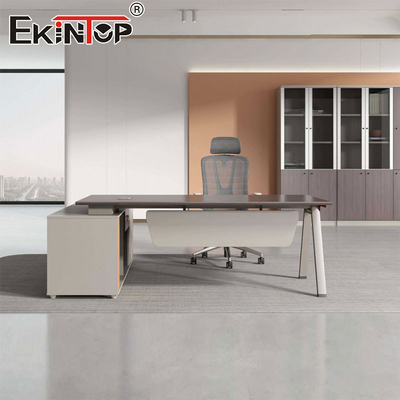 Gaya Industri Metal Frame Kantor Desk Manager Desk Meja Meja Kayu Akacia
