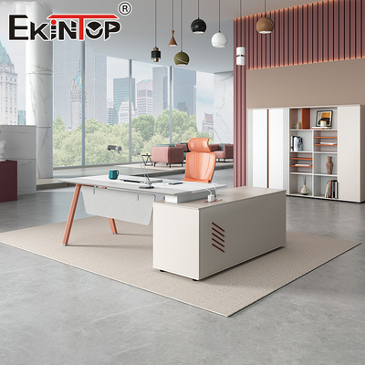 Meja Kantor Modern Meja Kantor Eksekutif Bentuk L Meja Kayu Akacia