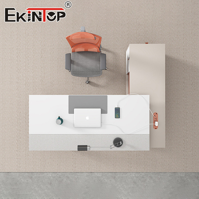 Modern Style MDF Bahan Bentuk L Kayu Akacia Meja Eksekutif Meja Kantor