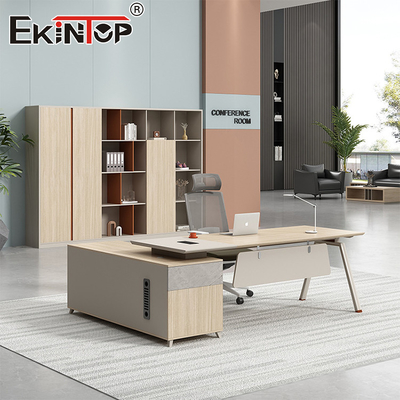 Meja Eksekutif Gaya Komersial Meja Penulisan Besar di Kayu Walnut