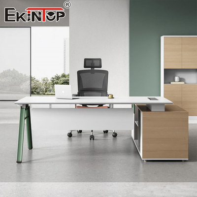 Lemari Penyimpanan Meja Kantor Berbentuk L Meja Eksekutif Gaya Modern dengan Laci