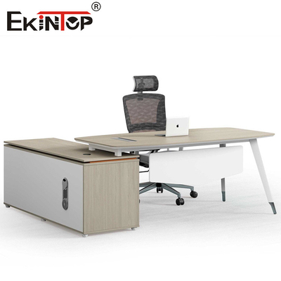 Meja Kantor Oak Gaya Modern dengan Lemari Sisi Meja Custom Made