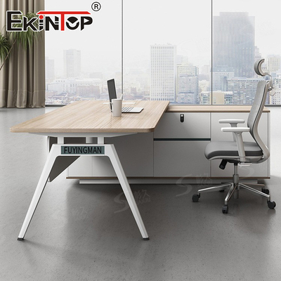 Meja Eksekutif berbentuk L Meja Kantor dengan kaki logam Meja Custom Made
