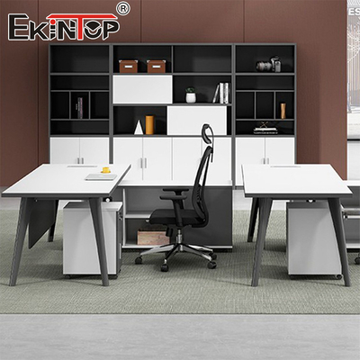 Meja Kantor Kustom Meja Bentuk L dari Kayu Meja Modern Meja Modular Furnitur