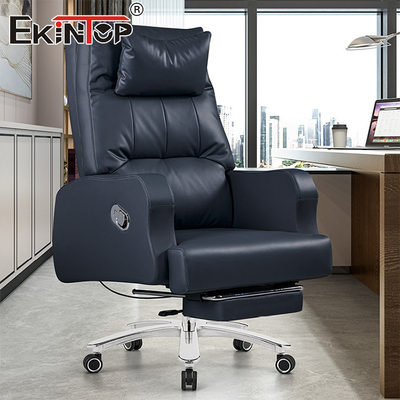Kursi Kantor Kulit Hitam Kustom dengan Sandaran Tinggi Kursi Kantor Komersial