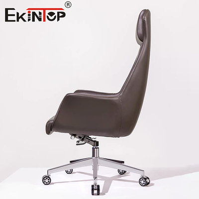 Kursi Kulit Berputar Brown Gaya Klasik Kursi Kantor Komersial Custom