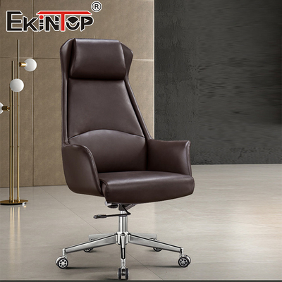 Kursi Kantor Gaya Modern Dengan Belakang Tinggi Kulit Desain Kursi Rancangan Ergonomis