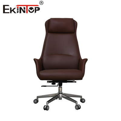 Kursi Kantor Kulit Coklat yang Nyaman Furnitur Gaya Klasik Kursi Gambar Ergonomis
