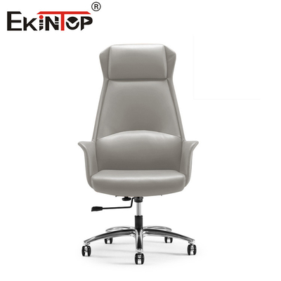 Kursi Kantor Kulit Coklat yang Nyaman Furnitur Gaya Klasik Kursi Gambar Ergonomis