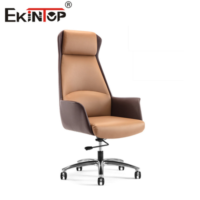 Kursi Kantor Kulit PU Ber punggung tinggi Desain Gaya Modern Kursi Rancangan Ergonomis