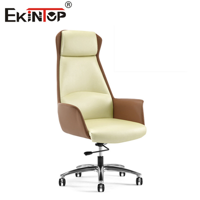 Kursi Kantor Kulit PU Ber punggung tinggi Desain Gaya Modern Kursi Rancangan Ergonomis