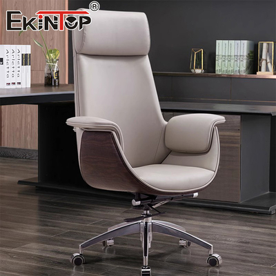 Kursi kantor kulit putih punggung tinggi gaya modern kursi meja kantor rumah
