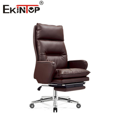 High Back Brown PU Kulit Berbaring Swing Kantor Kulit Kursi Rumah Kantor Kursi Meja