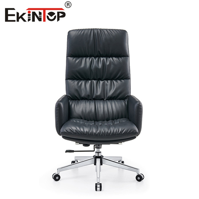Kursi Kantor Kulit Hitam Dengan Belakang Tinggi Berputar Dengan Tangan Kursi Breakroom
