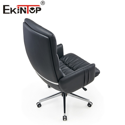Kursi Kantor Kulit Hitam Dengan Belakang Tinggi Berputar Dengan Tangan Kursi Breakroom