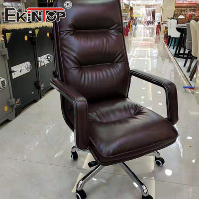 Kursi Kantor Berkualitas Kursi Kulit PU Coklat Komputer Punggung Tinggi Ergonomis Berkualitas Tinggi