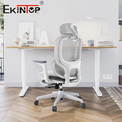 Perabotan Modern Sandaran Tangan Nyaman Dukungan Lumbar Dapat Disesuaikan Kursi Kantor Jaring Penuh
