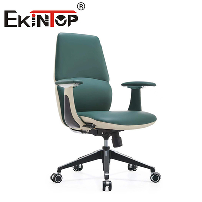 Kursi Eksekutif Kulit Hijau Kantor Ergonomis yang Dapat Disesuaikan Kursi Kantor Kokoh