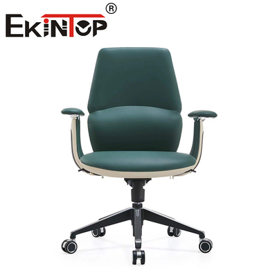 Kursi Eksekutif Kulit Hijau Kantor Ergonomis yang Dapat Disesuaikan Kursi Kantor Kokoh
