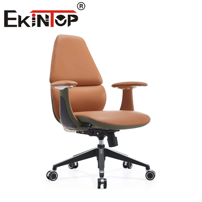 Kursi Eksekutif Kantor Ergonomis Berputar Kursi Klub Kulit dengan Armrest Disesuaikan