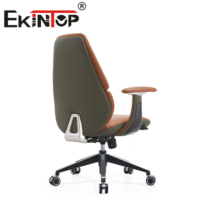 Kursi Eksekutif Kantor Ergonomis Berputar Kursi Klub Kulit dengan Armrest Disesuaikan