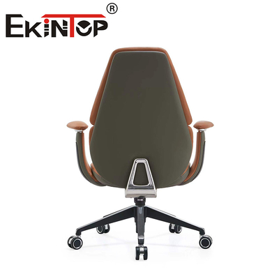 Kursi Eksekutif Kantor Ergonomis Berputar Kursi Klub Kulit dengan Armrest Disesuaikan