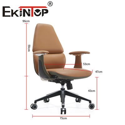Kursi Eksekutif Kantor Ergonomis Berputar Kursi Klub Kulit dengan Armrest Disesuaikan