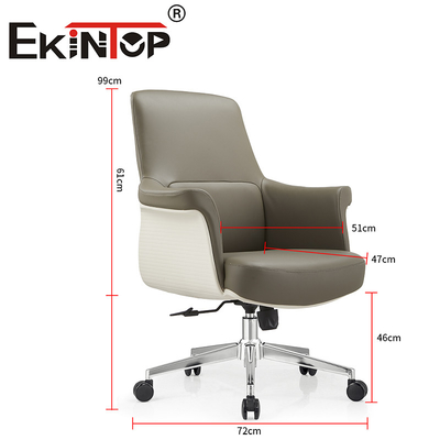 Kursi Kulit Furnitur Kantor Disesuaikan Berputar Desain Ergonomis Kursi Kulit Vegan