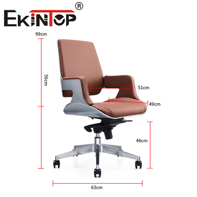 Furnitur Komersial Modern Mid Back Kulit Kantor Kursi Vegan Kulit Kursi