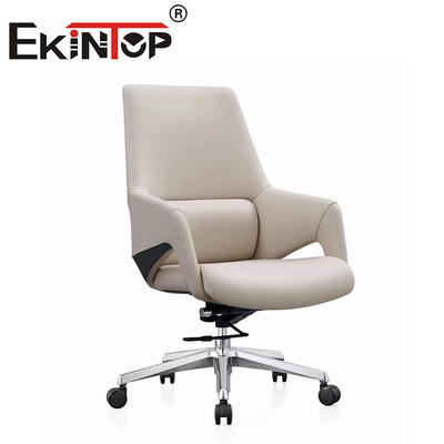 Desain Modern Mid Back Eksekutif Berputar Kursi Relaksasi Asli Kursi Kulit Vegan