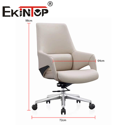 Desain Modern Mid Back Eksekutif Berputar Kursi Relaksasi Asli Kursi Kulit Vegan