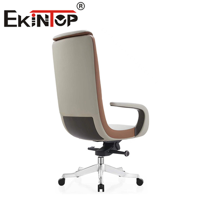 Furnitur Kantor Bawah Belakang Logam Kursi Kantor Kulit Sapi Dengan Dasar Aluminium
