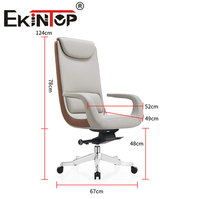 Furnitur Kantor Bawah Belakang Logam Kursi Kantor Kulit Sapi Dengan Dasar Aluminium