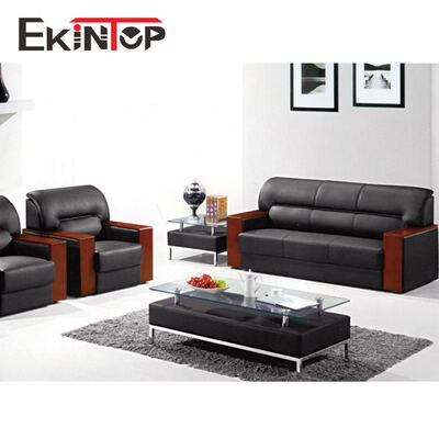 Ekintop Set Sofa Desain Furnitur Ruang Tamu Harga Rendah Kulit Asli Eksekutif Mewah
