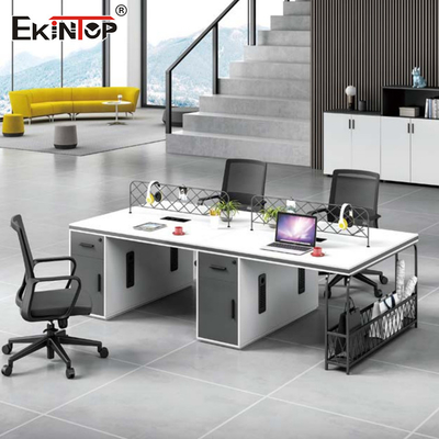 Workstation Komputer 4 Orang, Perabot Workstation Modular Konvertibel