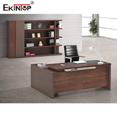Meja Kantor Komputer Kayu Modern Untuk Penerimaan Permukaan Glossy Matte