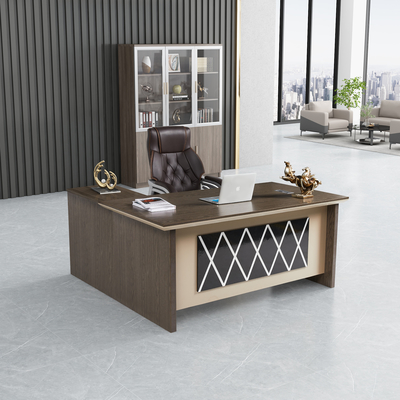 Meja Kantor Gaya Retro Dengan Penyimpanan Bahan Kayu MDF Dengan Kabinet Samping OEM