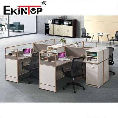 Meja Cubicle Berbentuk L yang Dapat Diperpanjang, Workstation Staf Kantor yang Nyaman