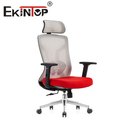 Merah + Abu-abu Executive Swivel Mesh Chair Perabot Kantor Kursi Kantor CEO