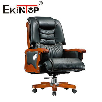 PU Leather Boss Kursi Eksekutif Kantor Kursi Kulit Empuk Dapat Disesuaikan