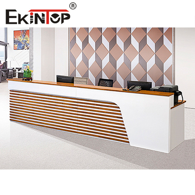 Meja Penerimaan Modular Minimalis Bahan Kayu Pinus Untuk Pekerjaan Kantor